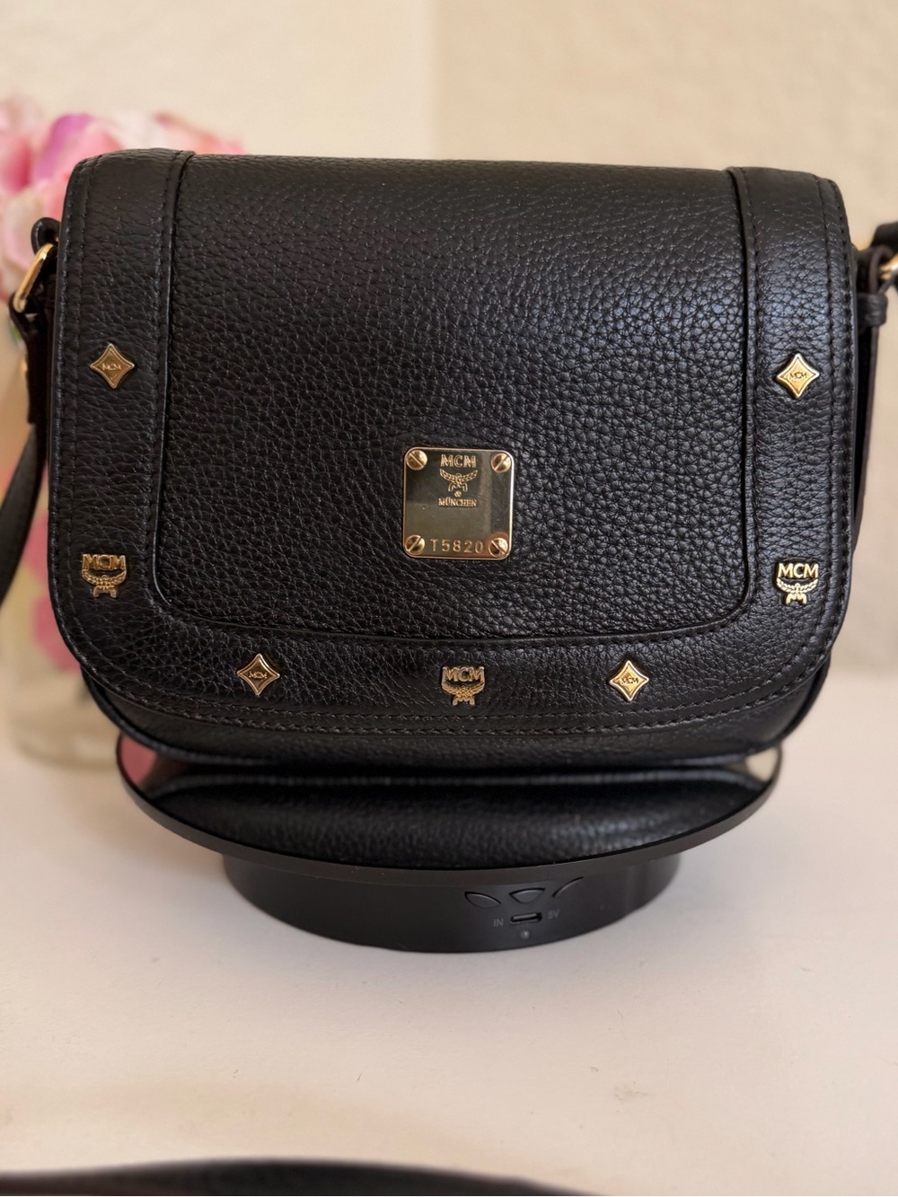 MCM Pebbled Black Leather Crossbody Bag with outside slip pocket!! - Picture 4 of 16